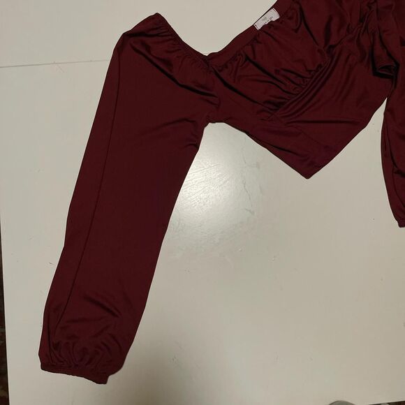 Burgundy Silky Blouse - Picture 4 of 5